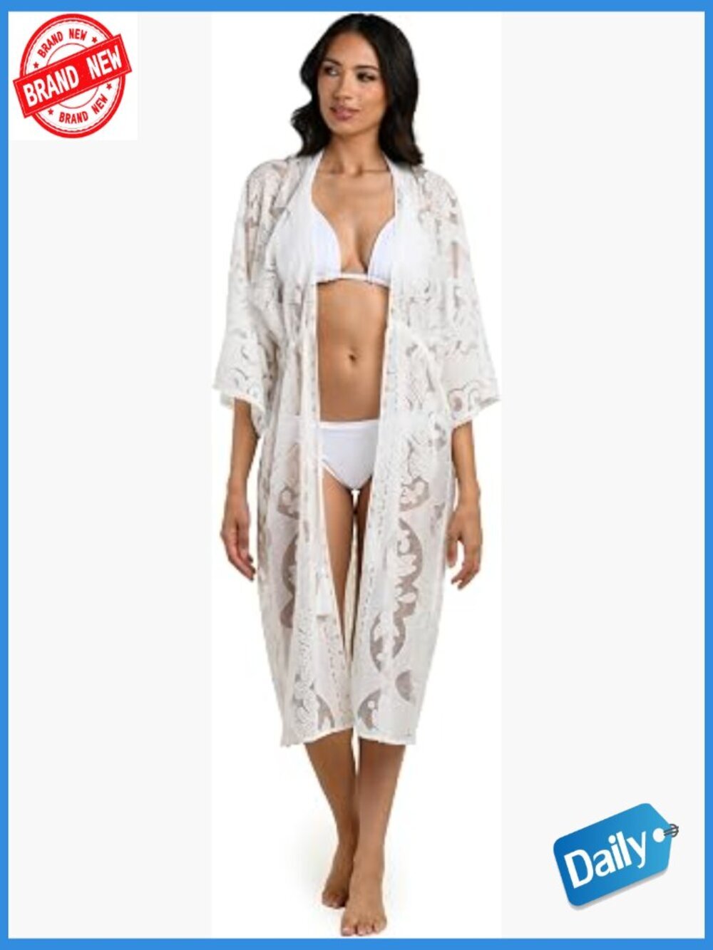 Women's Kimono Swimsuit Cover Up Drawstring Adjustable